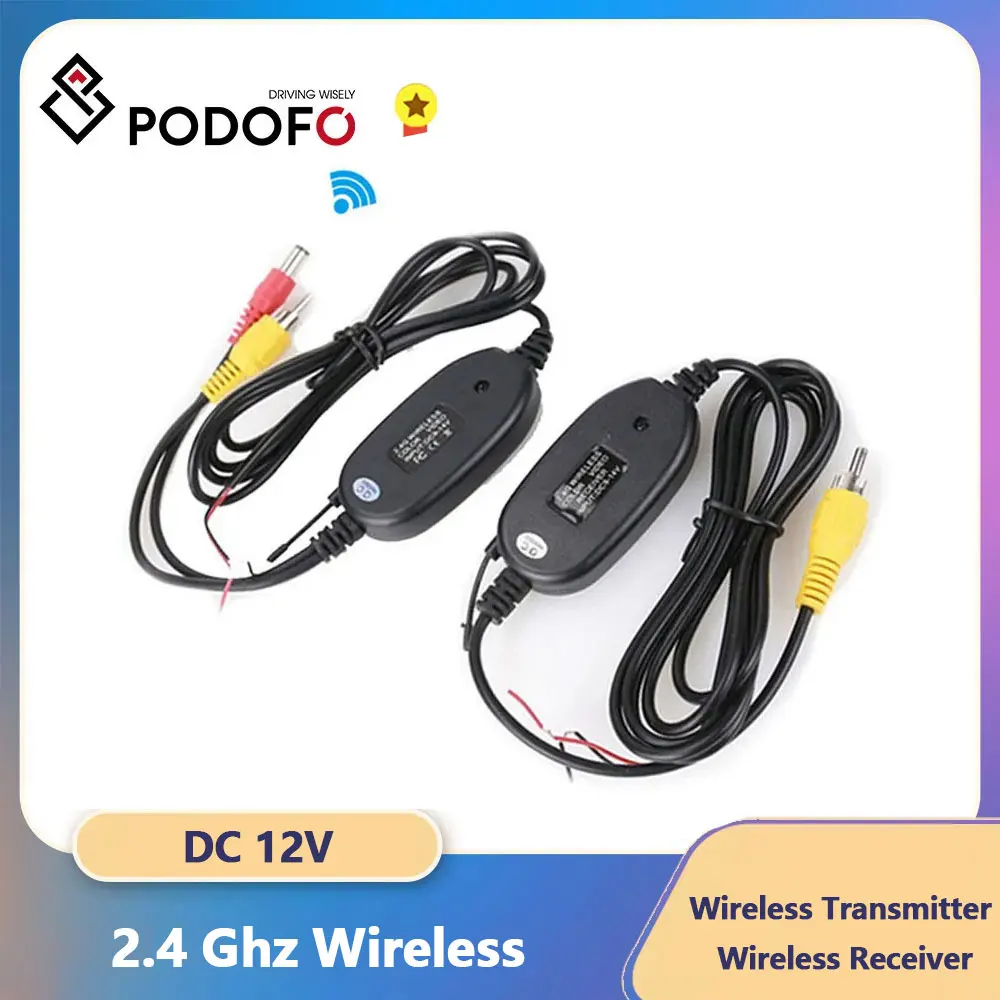 Podofo 2.4G Wireless Transmitter & Receiver for Car Reverse Rear View Backup Camera and Monitor Parking Assistance Vehicle CAM