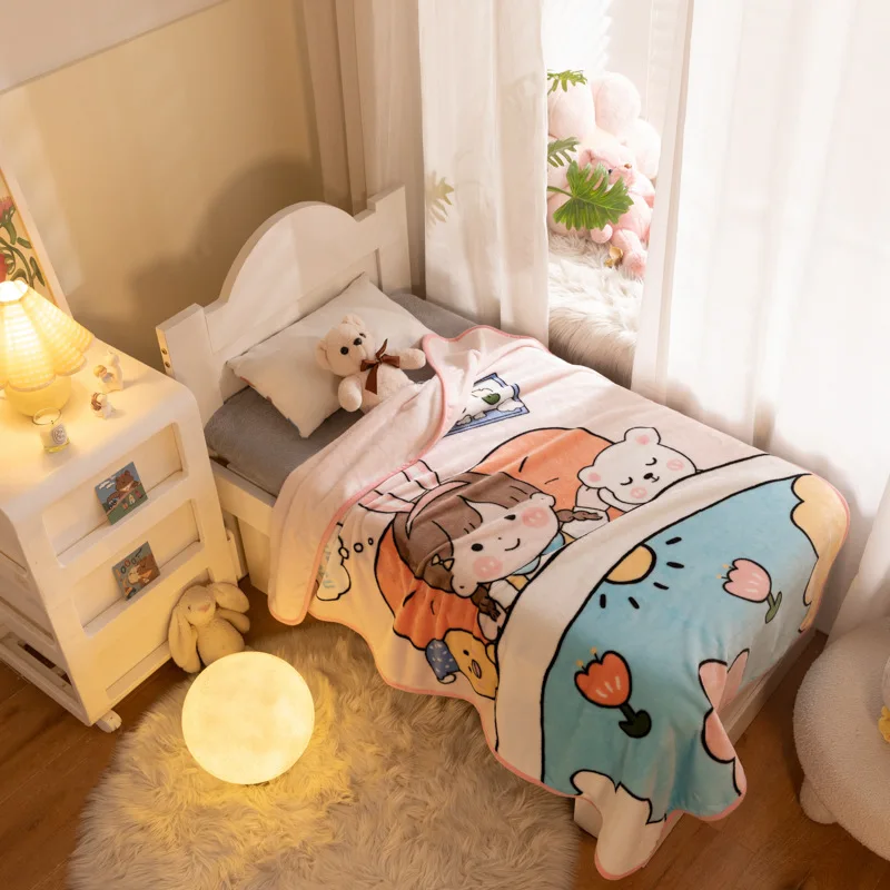 

Cute Cartoon Bear Plush Blanket Coral Fleece Sofa Cover Blankets Shawl Blanket Warm Soft Bed Throw Blanket for Kids Girls Gift