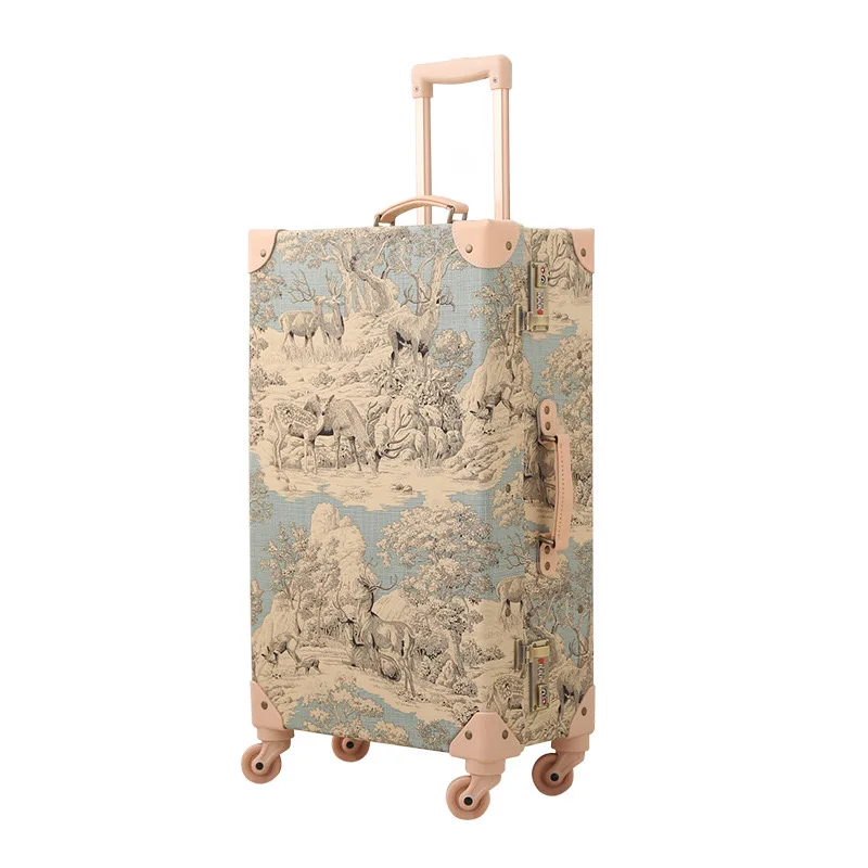 Vintage Suitcase High-Grade Spinner Wheels Luggage Boarding Trolley Case Leather Suitcase Set 20‘’24‘’26‘’ Inch