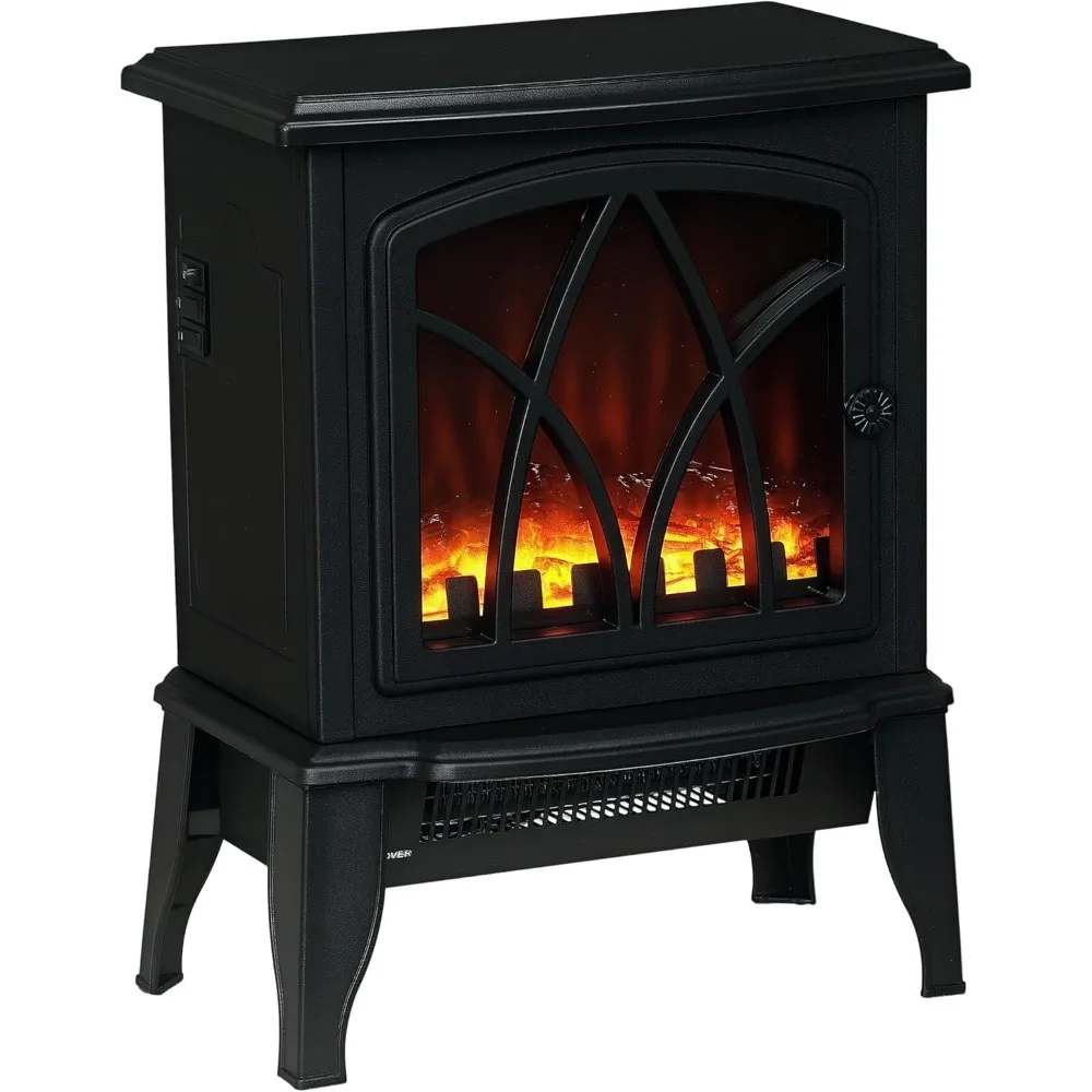 

Portable 18-Inch HOMCOM Electric Fireplace Heater with Realistic Flames, Overheating Protection, and 750W Power