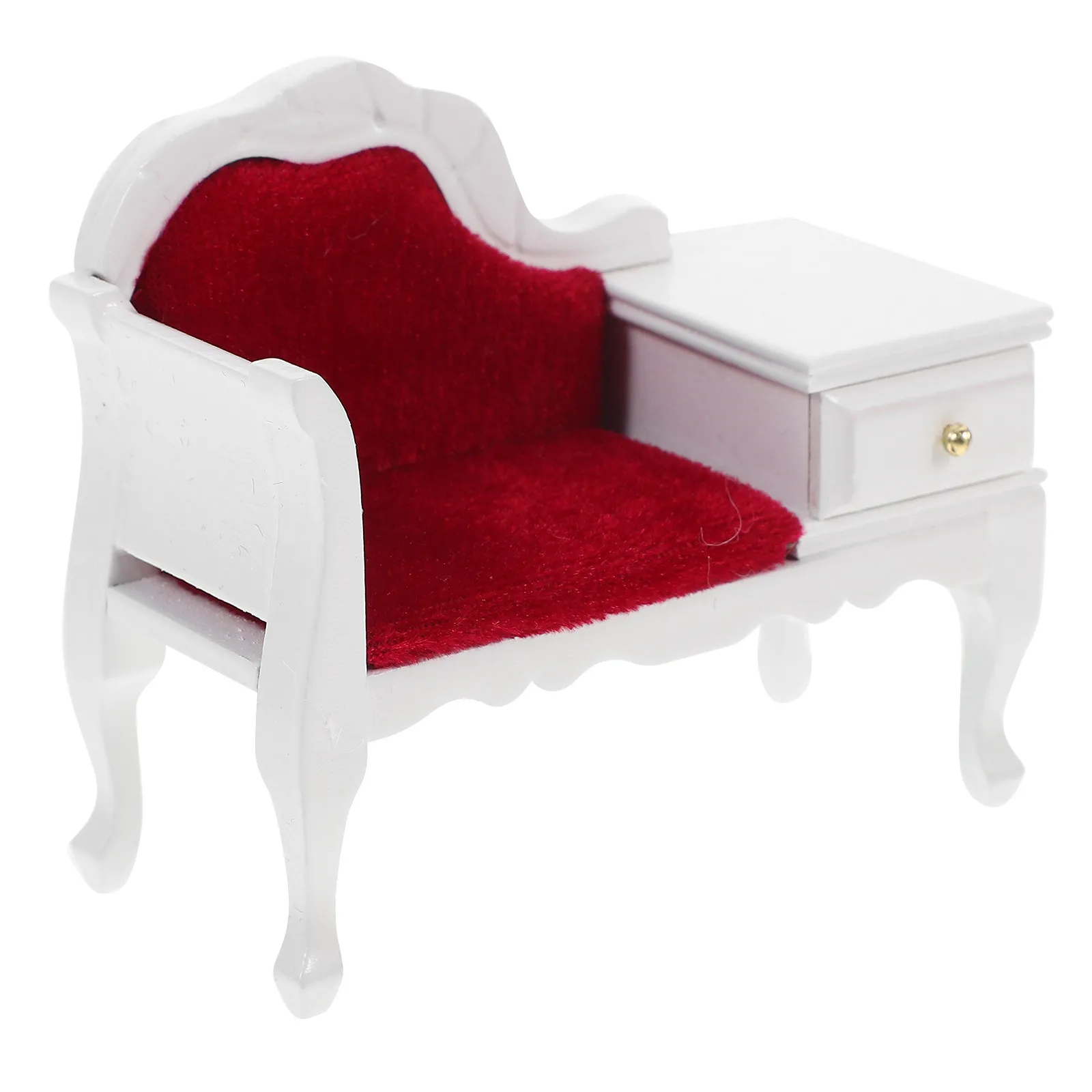 

Miniature Wooden Sofa Chair Vintage Tiny Furniture with Drawer for Mini House Decoration Miniature Armchair Adornment