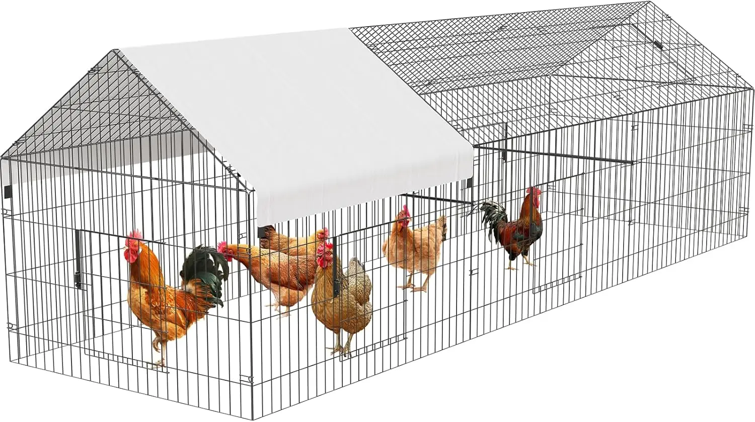 

Metal Chicken Coop 130 40 40 Chicken Run with Waterproof Cover Portable Poultry Cage Walk in Hen House Outdoor Backyard Farm