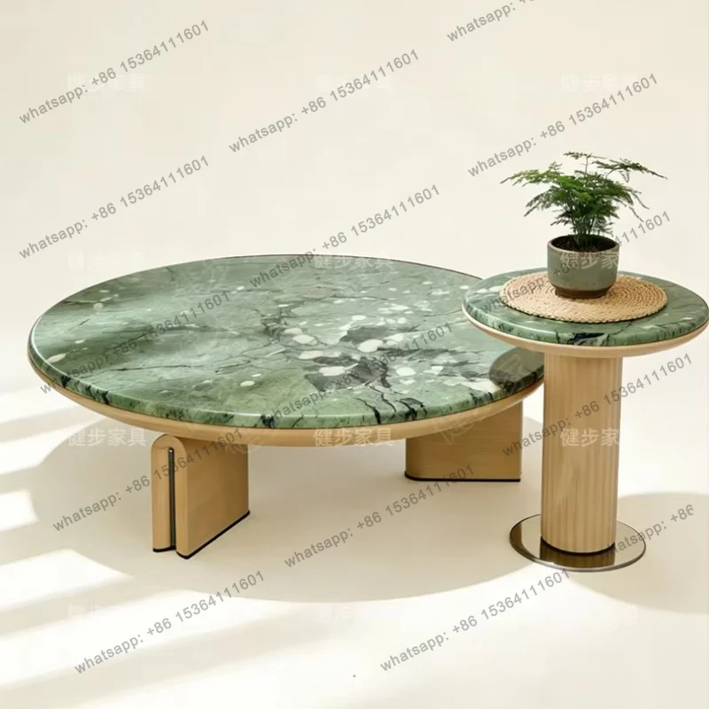 YJ Minimalist Natural Marble Round Coffee Table Modern Design Small Space Round Nesting Set