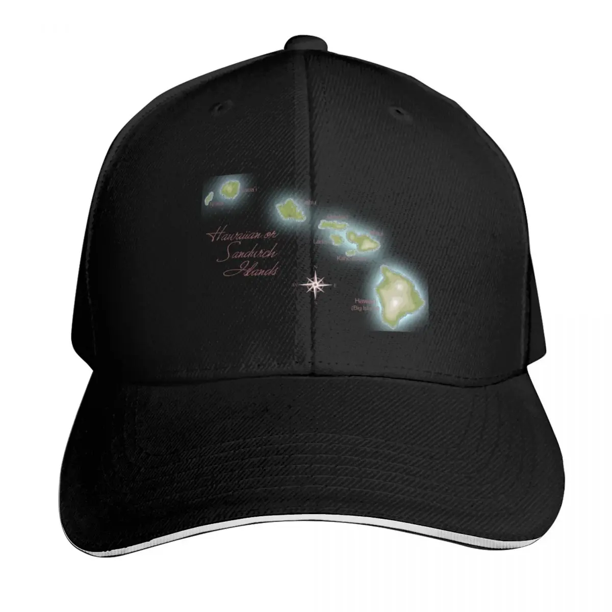 The Hawaiian Islands Baseball Cap Streetwear Hip Hop Trendy Vintage Retro Embroidered Lightweight Packable