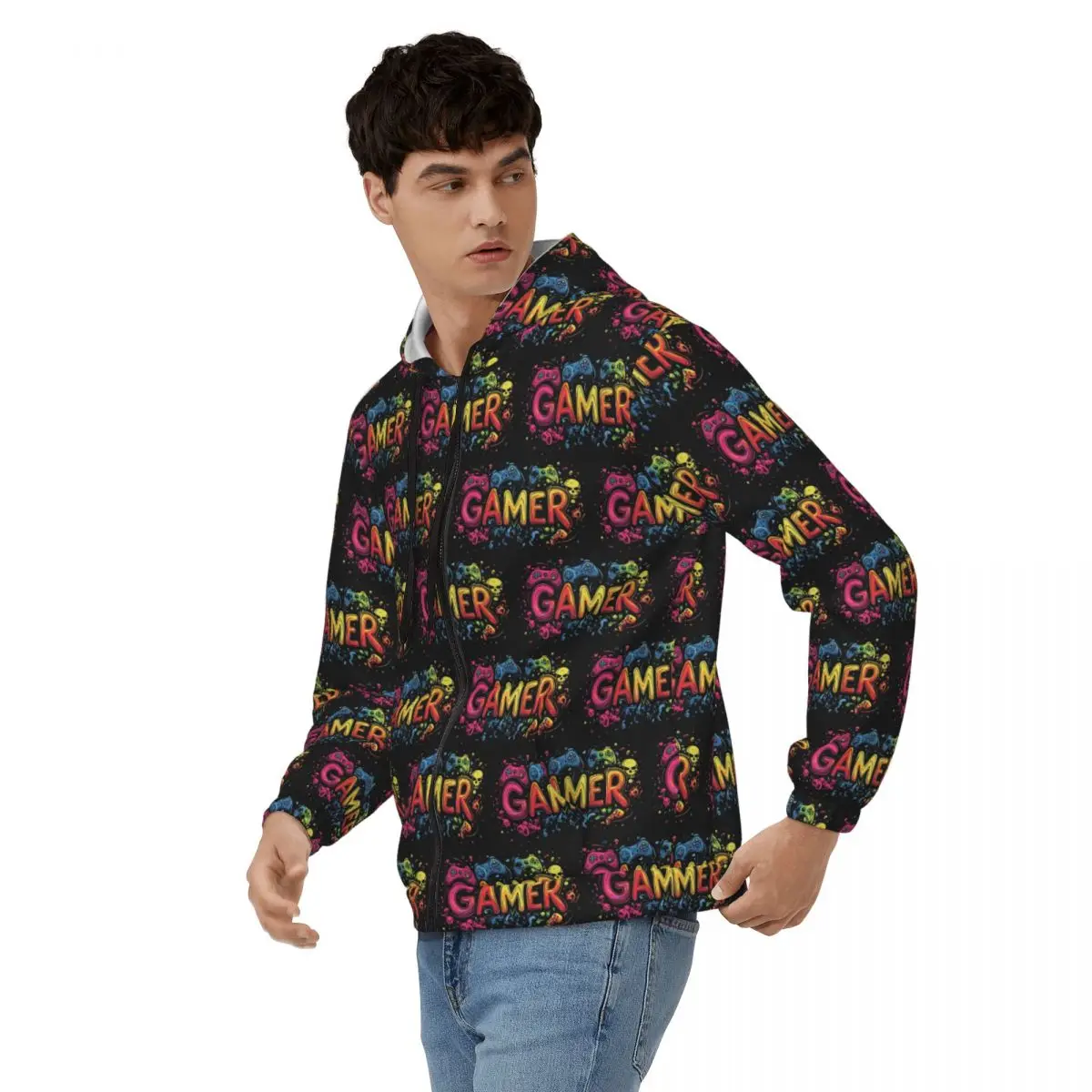Gamer Controller Video Game Gaming Gamepad Zipper Hoodies Hip Hop Pullover Autumn Winter Men Women Sweatshirt Long Sleeve Tops