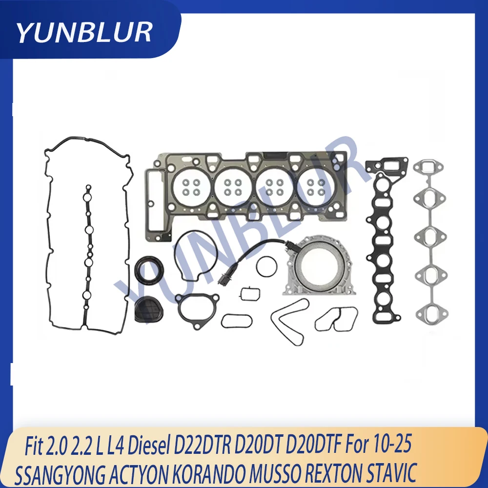 

Engine Parts Full Gasket Set Fit 2.0 2.2 L L4 Diesel D22DTR D20DT D20DTF For 10-25 SSANGYONG ACTYON KORANDO MUSSO REXTON STAVIC