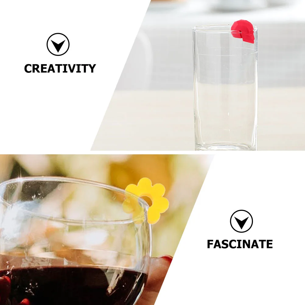 

14 Pcs Drink Markers for Glasses Wine Marking Set Tags Reusable Identifiers