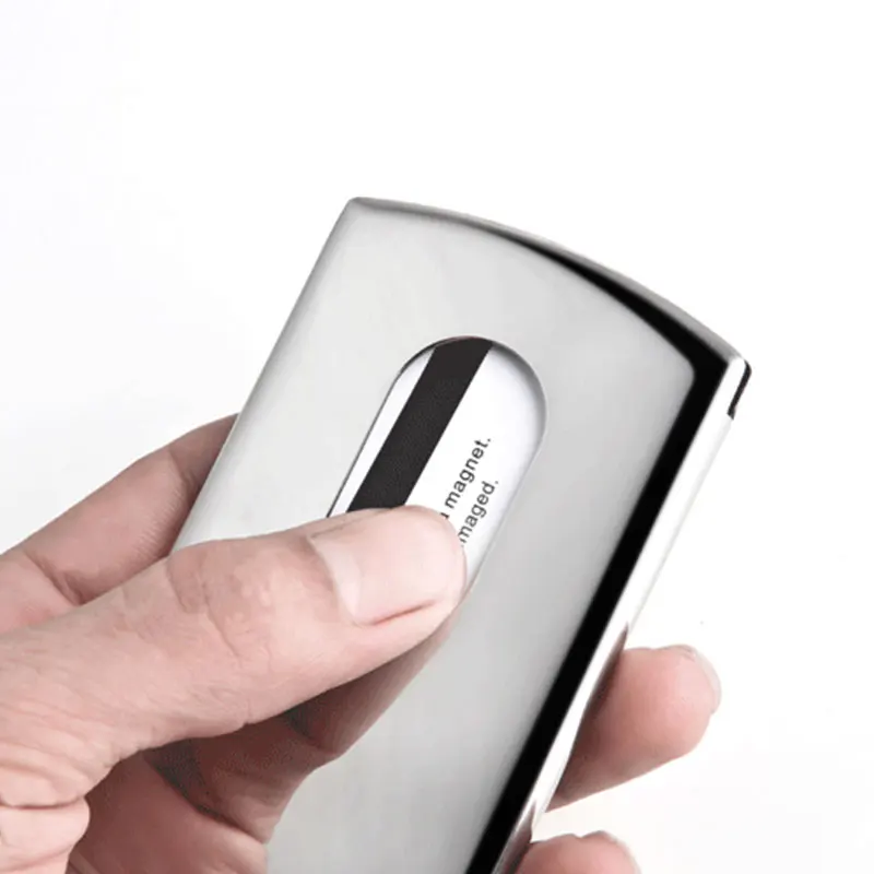 

Stainless Steel RFID Card Holder Ultra Thin Push Open Business Organizer Slim Wallet Name Card Case Office Gift for Executive