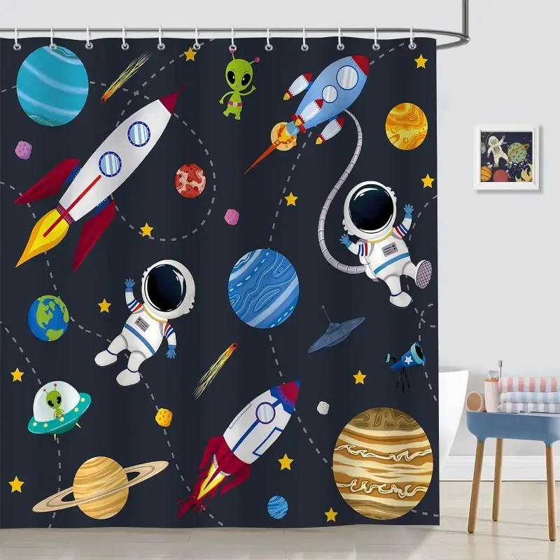 Cartoon Animal Alphabet Shower Curtain Kids ABC Educational Learning Tools Baby Girls Boys Colourful Bath Curtain Bathroom Decor