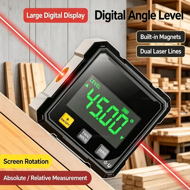 Pocket Digital Level Protractor Inclinometer Professional Digital Display Angle Gauge 360 Degree Magnetic Inclinometer
