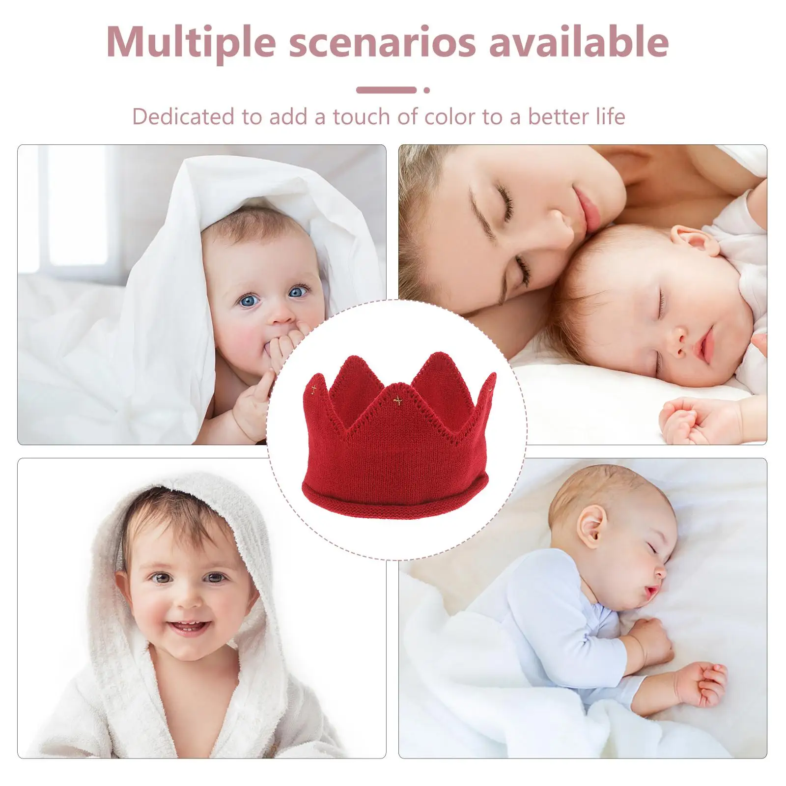

Knitted Hats Baby Crown Hat Toddler Children Elastic Infant Girl Boy Photo Party Soft Stretchy Warm Stylish Customizable