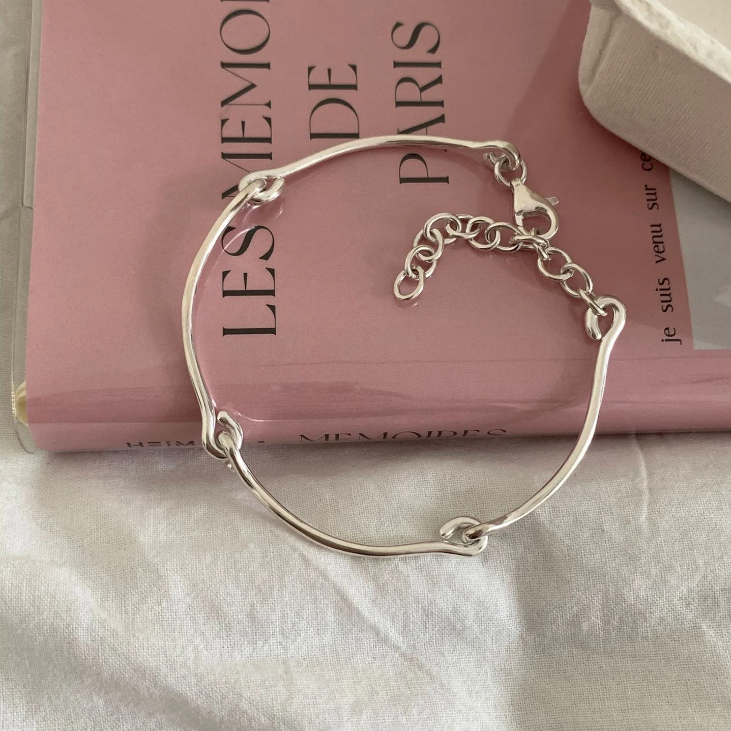 

925 Sterling Silver Bracelet Hook Knot Link Bangle Geometric Punk For Woman Girl Fashion Jewelry Gift Dropship Wholesale