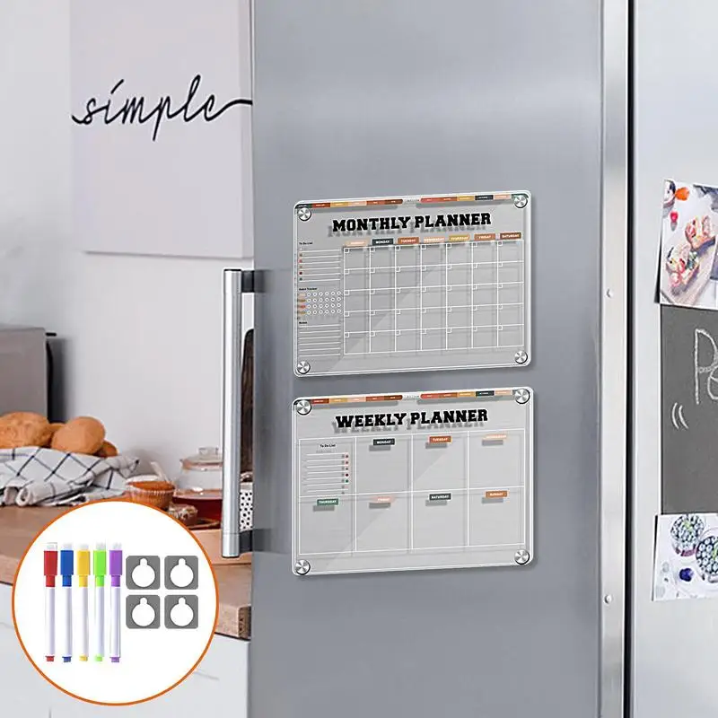 Lavagna frigo frigorifero riutilizzabile calendario Planner Board 12 x9in acrilico trasparente bacheca frigo blocco note Planner per
