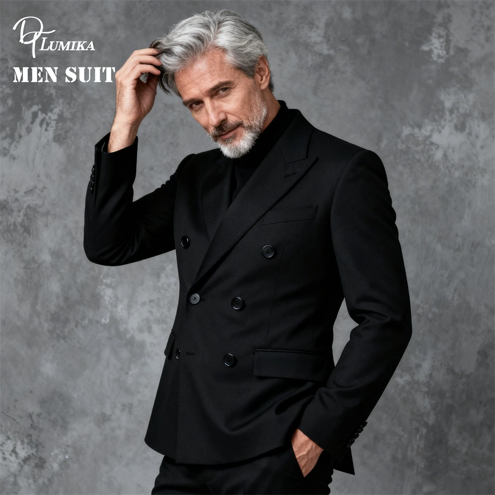 

Деловой мужской костюм Классический двубортный костюм из двух предметов, комплект из пиджака и брюк XXS-7XL плюс мужской смокинг, ужин, пиджак, пиджак с брюками