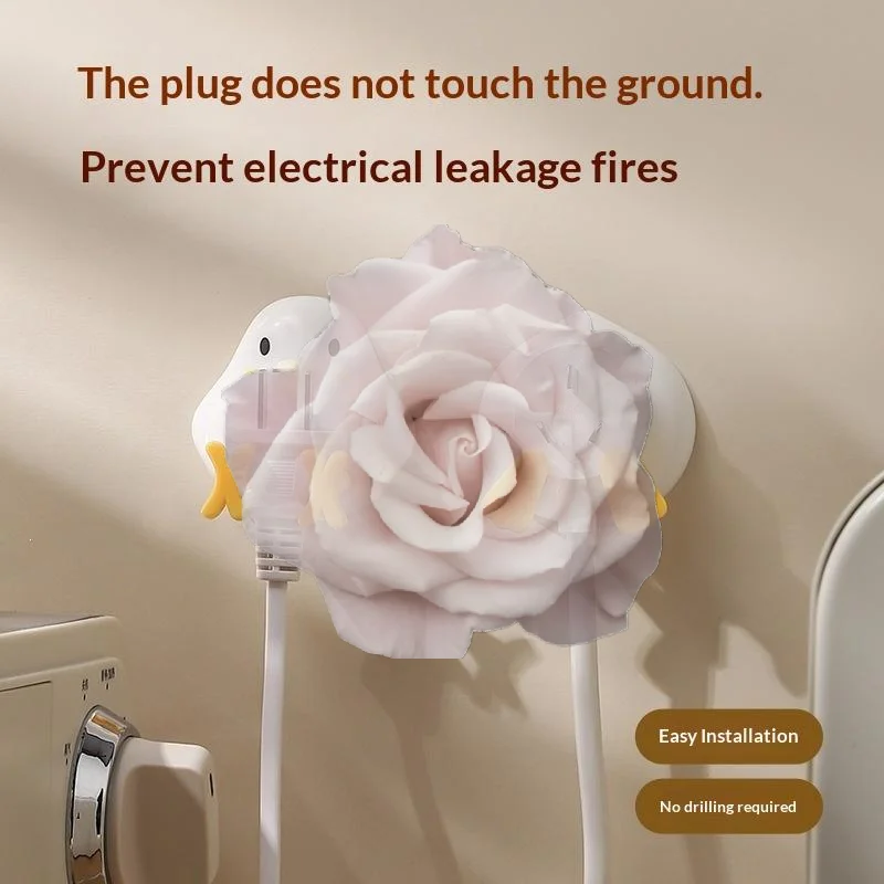 Popular 1/2Pcs Cute Chick Shaped Plug Organizer Hanger Self Adhesive No Drilling Strong Load Hook for Bathroom Kitchen Home