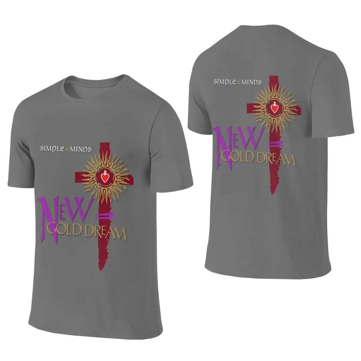 Simple Minds - New Gold Dream Slightly Wide Reversible T-shirt Sporty Trendy Embroidery Cotton Tee