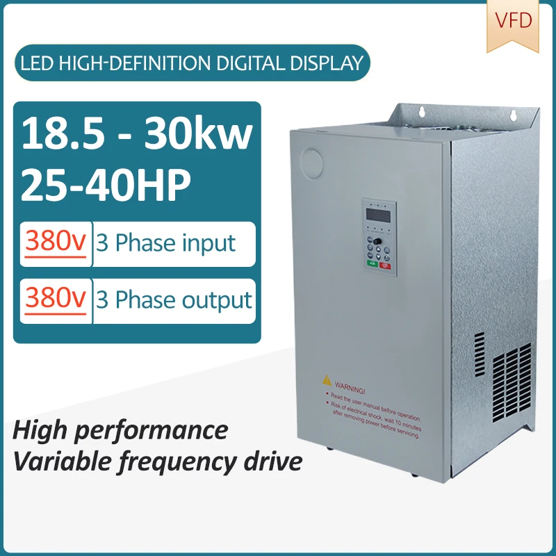 

VFD Inverter 18.5KW/22KW/30KW Frequency Inverter 3P/380V Output Frequency Converter Variable Frequency Drive