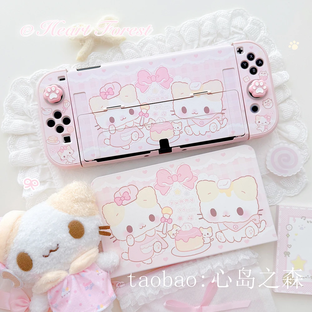 kawaii Pink Switch 2 Protective Case Gaming Console Cover for Nintendo Switch 2/OLED/Lite Controllers Joy-Con and Dock Cases