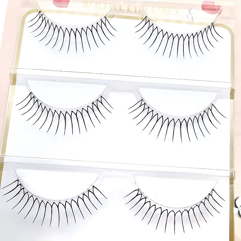 Ciglia finte a forma di U coreane Natural Wispy Soft V shaped Lash Extension stelo trasparente Comic Eye Eyelash Makeup Tool