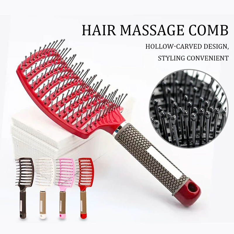 Hair Scalp Massage Comb Nylon Hairbrush Anti-Static Wet Curly Detangle Hair Brush Girls Salon Hairdressing Styling Brush Tool