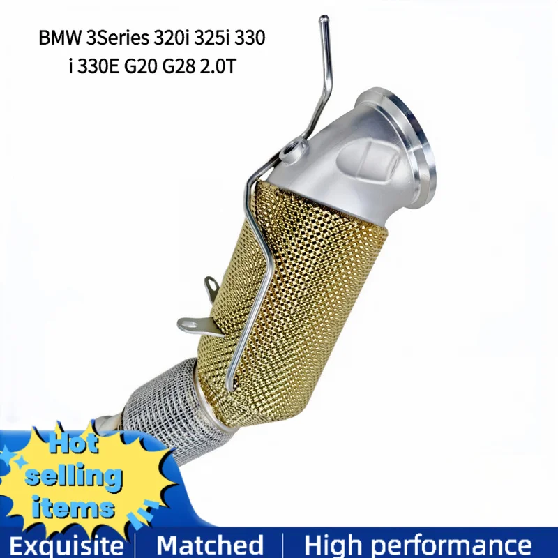 Custom High Flow Insulation Downpipe for BMW 3Series 320i 325i 330i 330E G20 G28 2.0TB48 Exhaust Pipes No Engine Fault Indicator
