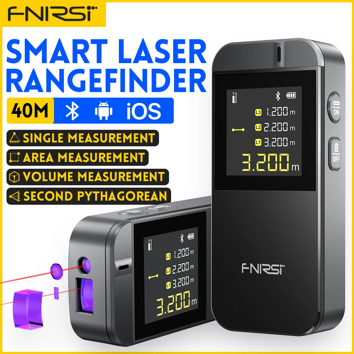 FNIRSI IR40 Smart Laser Rangefinder 40M Laser Tape Measure Digital Distance Meter Metro Laser Digital Accurate APP To Draw