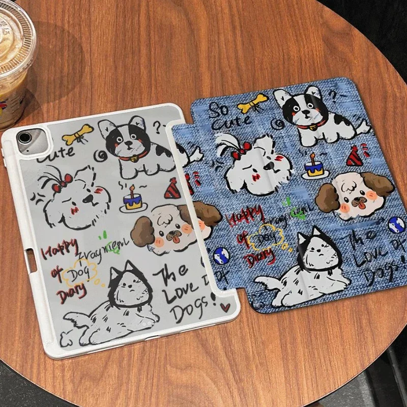 Tablet Cover for IPad Air 5 4 10.9 Cases IPad 10th Generation 10.2 7th 8th 9th Gen Ipad 5th 6th 9.7 Happy Kitten Puppy Funda