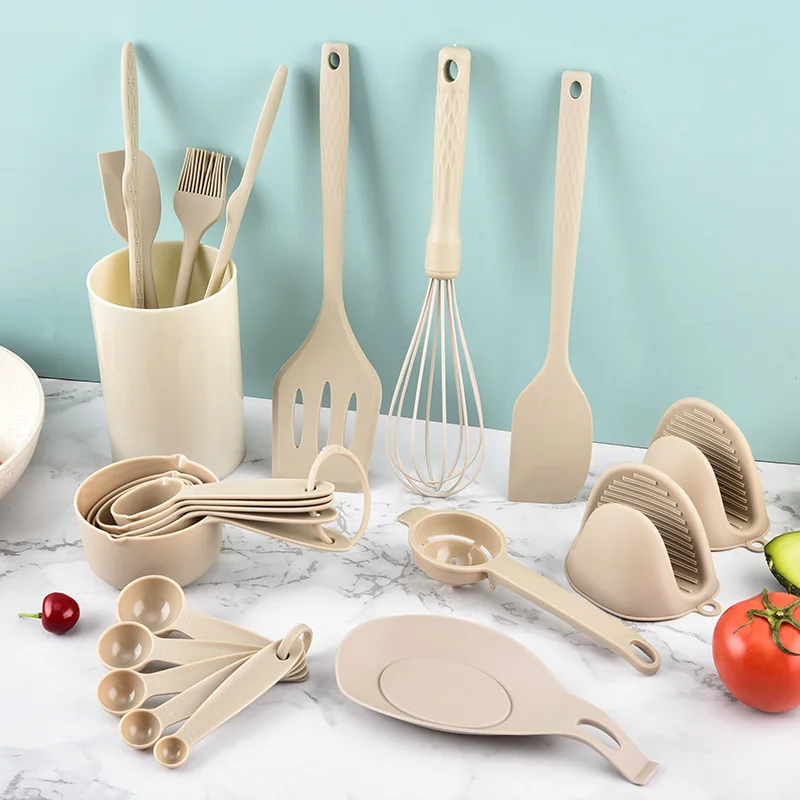 21pcs baking cooking silicone kitchenware set baking tools spoon beater scraper steak spatula