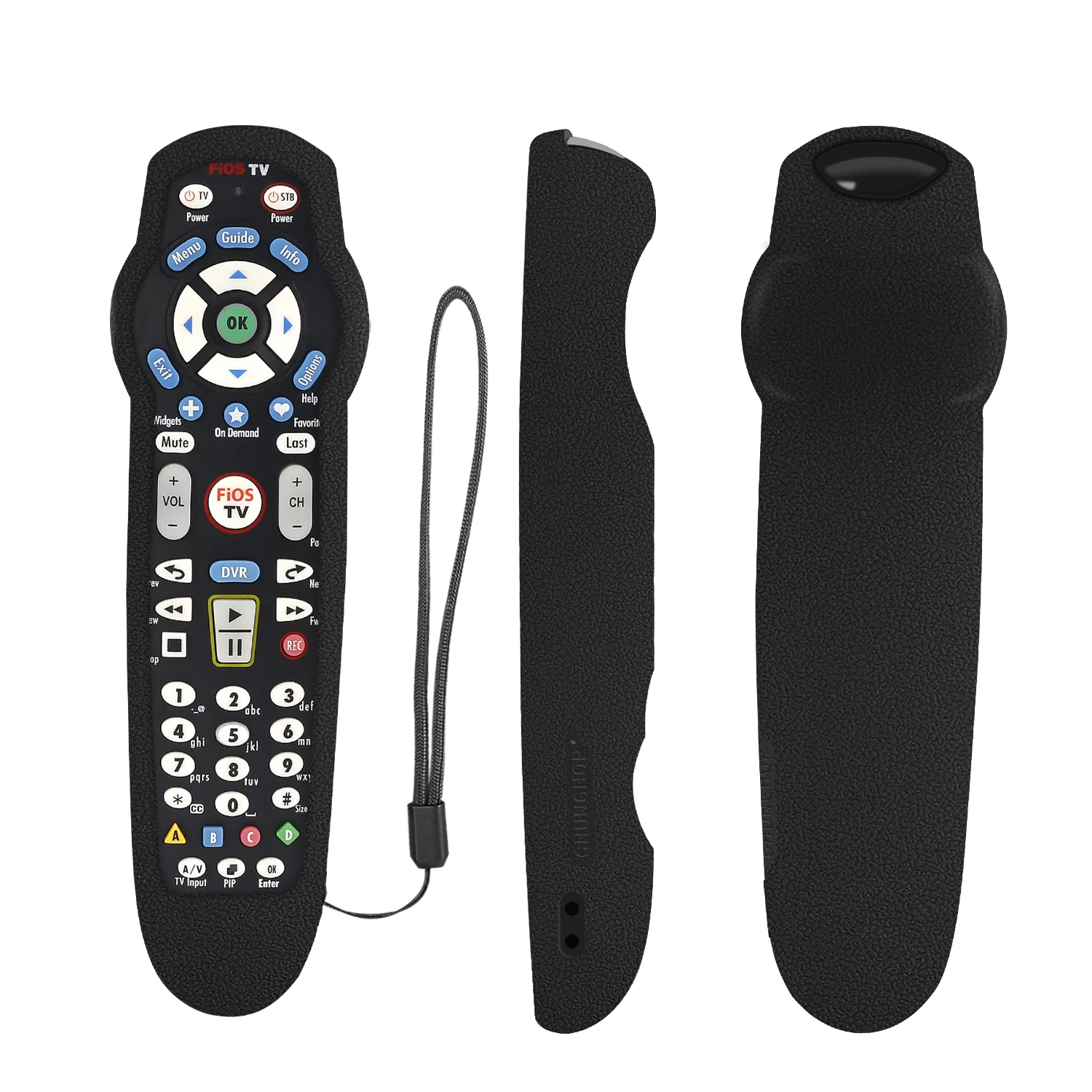 Protective Sheath Covers Fit for Verizon Fios TV Silicone Protective Remote Control Case Shockproof Non-slip with Lanyard