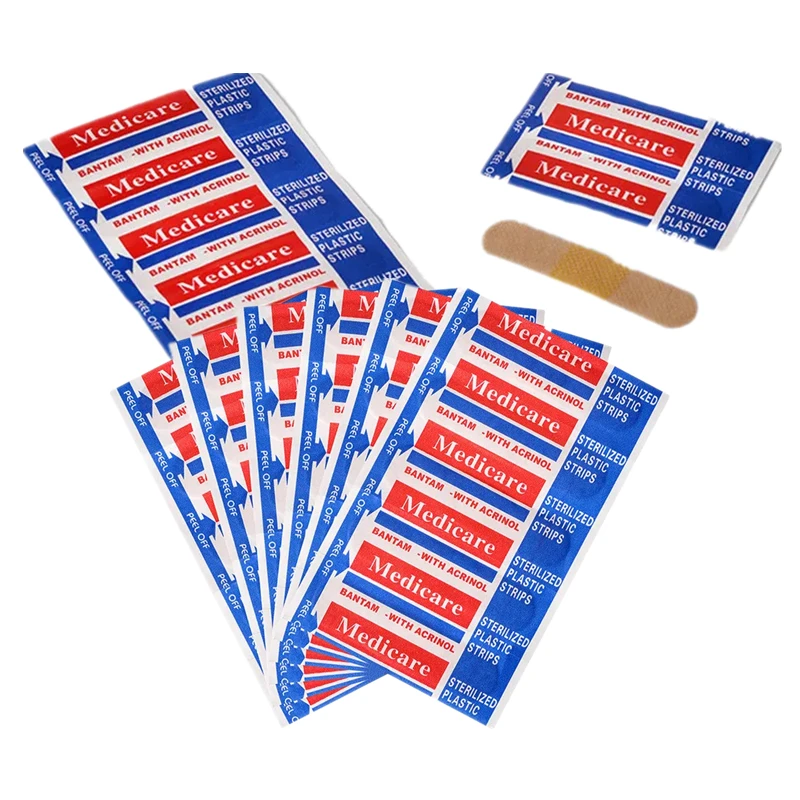 

100pcs/lot Breathable Band Aid Wound Dressing Patch Heal Sticker Tape Non-woven Adhesive Bandages Sticking Plaster Woundplast