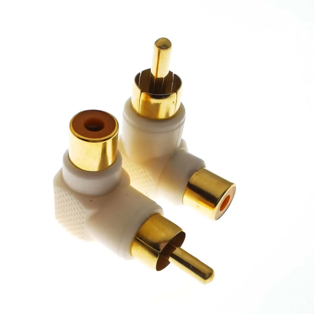RCA 4PCS 90 Degree Elbow Converter Gold Plating L Splitter Audio Adapter Male To Female RCA Adapter RCA Connector Plug
