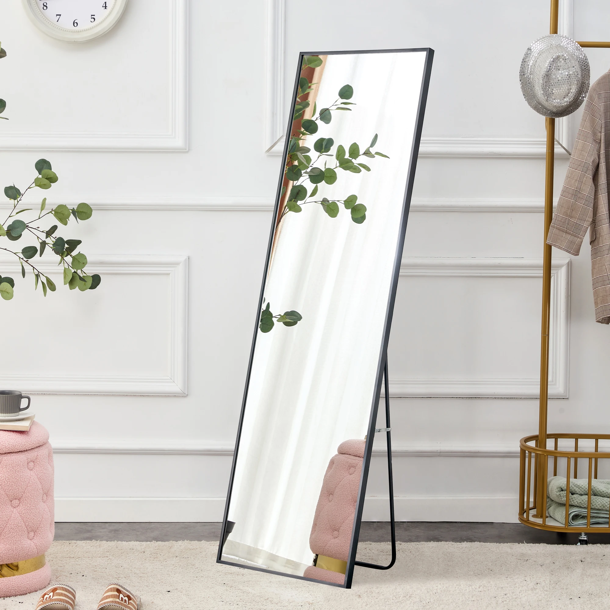 Generation Aluminum Alloy Metal Frame Wall Mounted Full Body Mirror Bathroom Makeup Mirror Bedroom Deco Rative Mirror Clothing