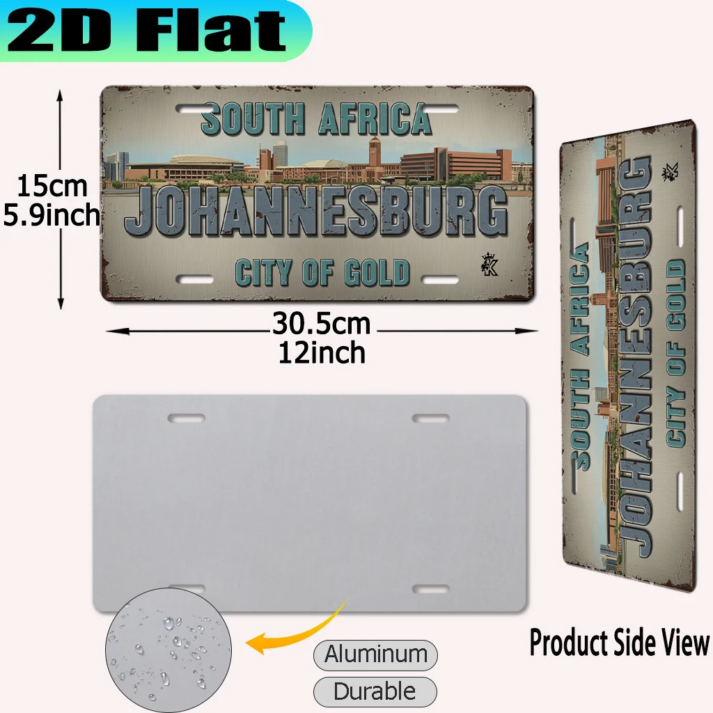 2D Flat - 2D Plane - A Vintage Golden Aluminum Sign from Johannesburg | 12.0X6.0 inch Plaque, Urban Style, Perfect for Decoratin