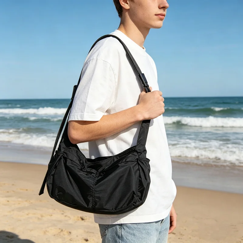 Lightweight Waterproof Nylon Crossbody Bags for Men Women, Large