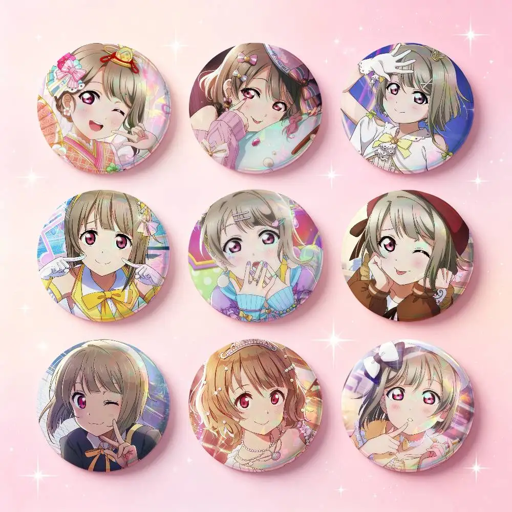 Kasumi Nakasu Anime Figur Badges 25 32 44 58 75 Mm Round Cosplay Pin Bag Decor Fans Collect Friends Gifts Brooch Souvenir