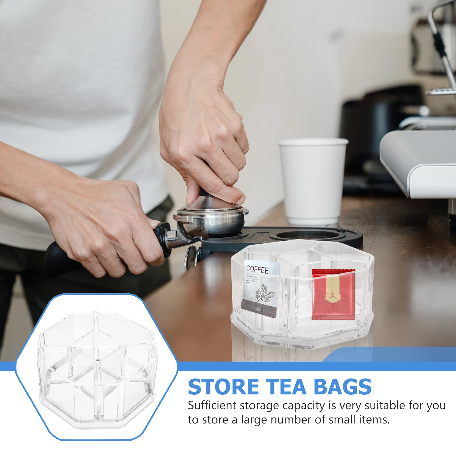 

Коробка для хранения чайных пакетиков, 1 шт., 5 отделений, прозрачный акриловый контейнер для домашнего использования, органайзер для сахара, конфет, кофе и мелочей