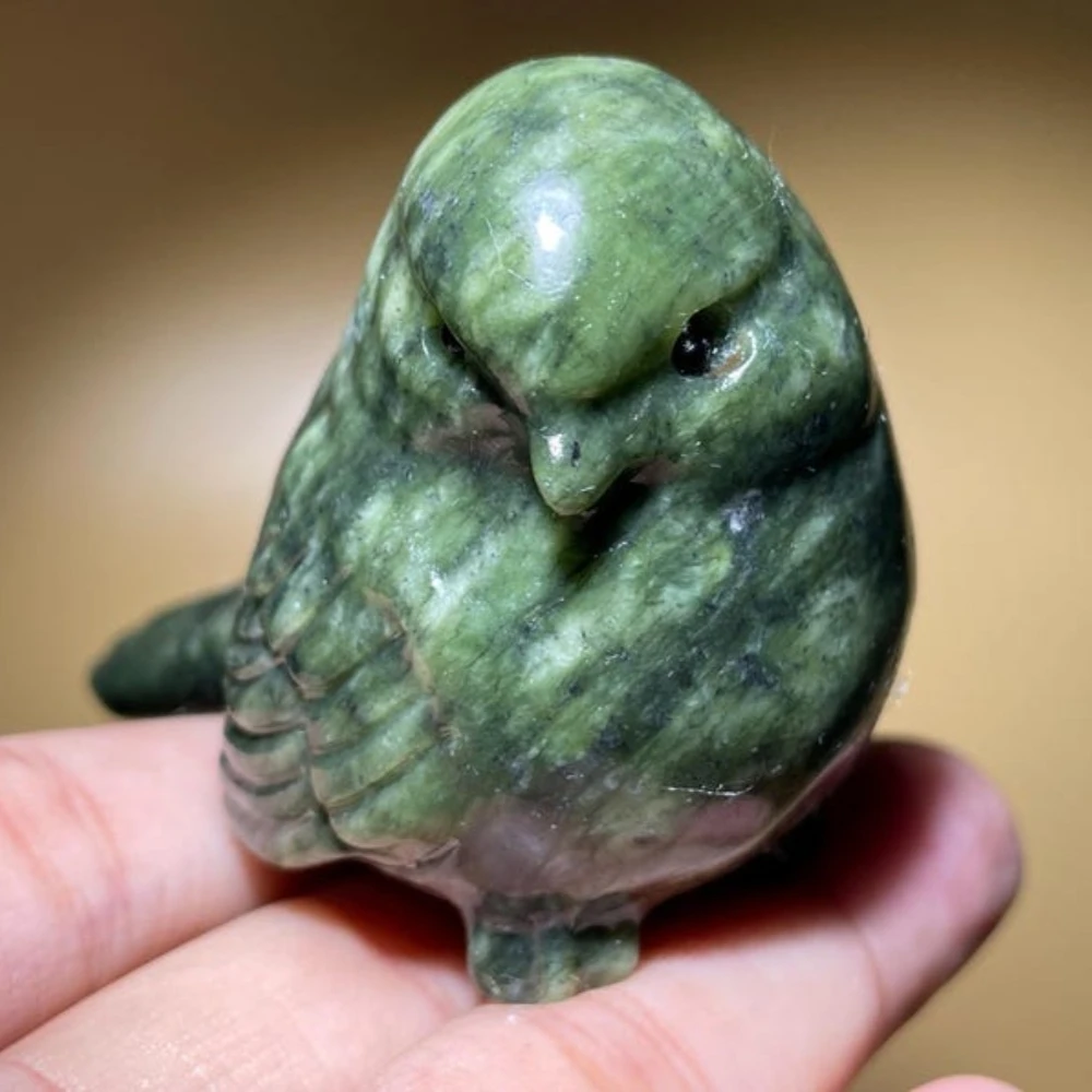 Natural Xiuyan Stone Bird Figurine Hand Carved Crystal Animal Sculpture Home Desktop Decor Holiday Gift