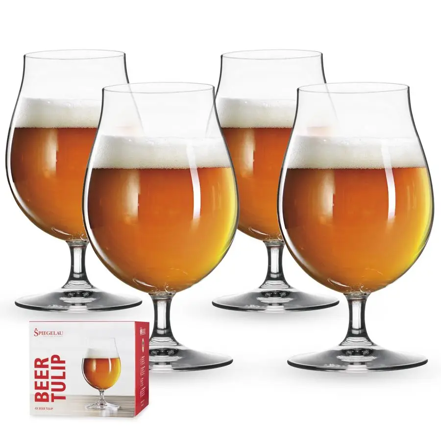 

Classic Tulip Beer Glasses, Crystal Clear Drinking Glasses for Belgian Ales, IPA Beers, Cocktails, Gifts for Men, Game Night, Ha