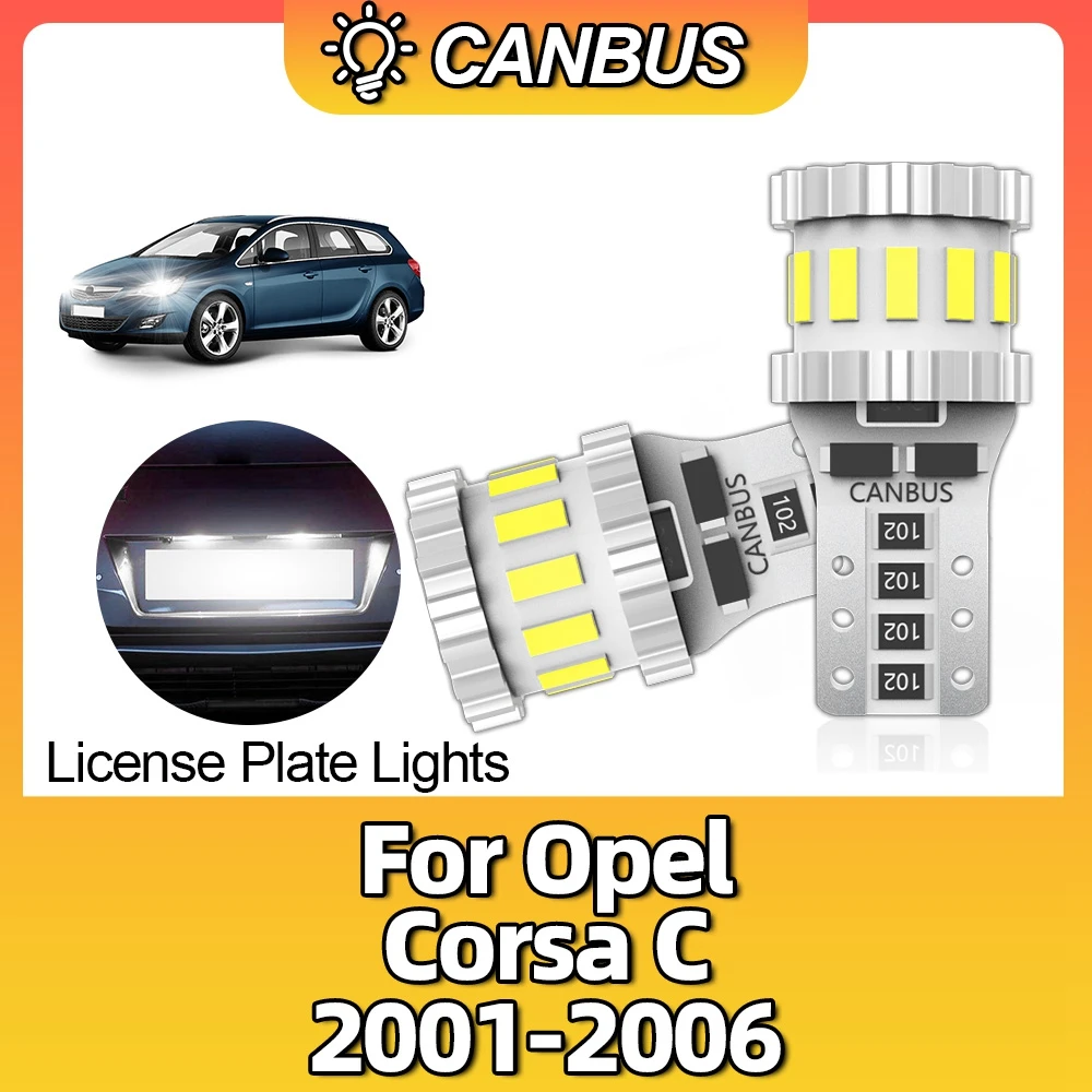 

T10 LED W5W Canbus Car Interior 194 Parking Lamp License Plate No Error Lights For Opel Corsa C 2001 2002 2003 2004 2005 2006