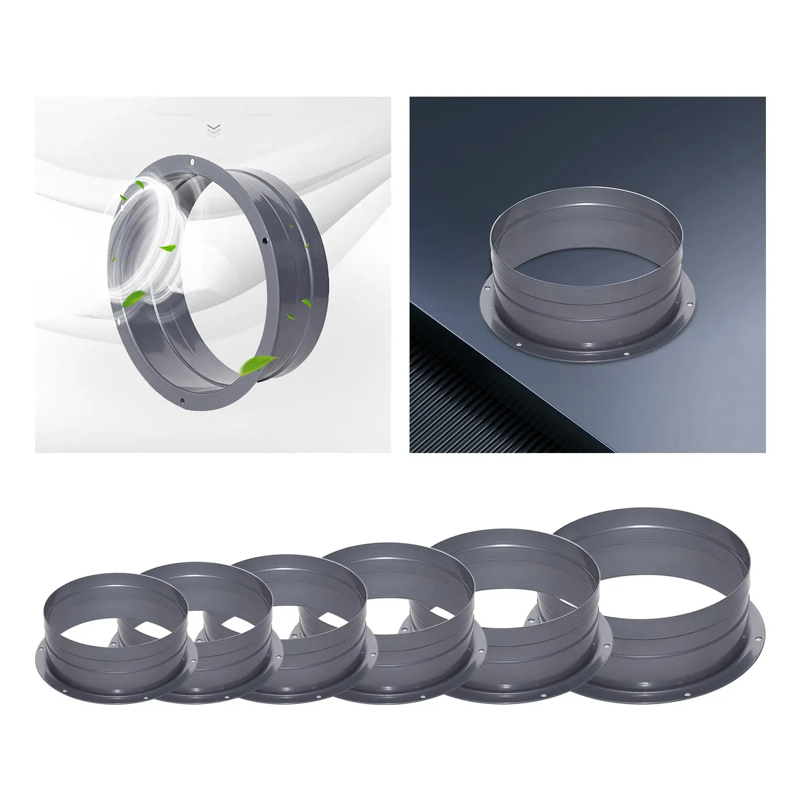 Duct Connector Flange Easy to Install Plate Bathroom Wall Vent Ventilation System Heating Straight Ventilation Pipe Connector