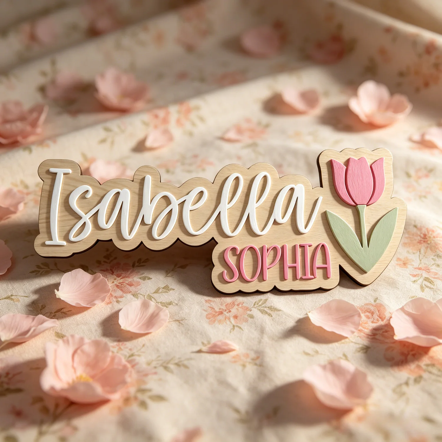1pc Customizable Double-layer Wooden Surname Brand, Customizable Name, Bedroom Wall Decoration, Holiday Gift