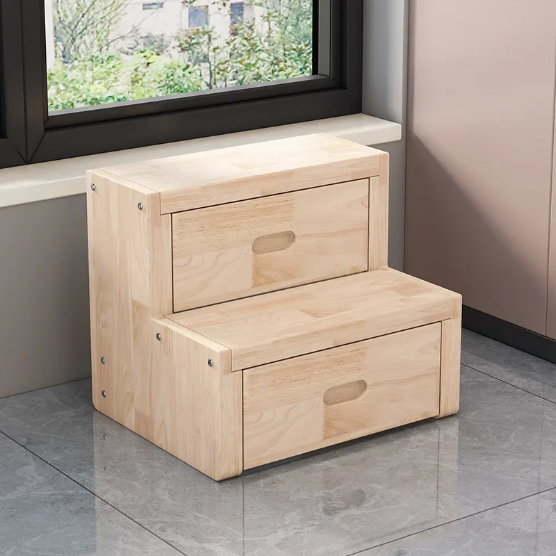 

Thickened oak staircase solid wood ladder climbing ladder balcony bay window storage step combination cabinet display