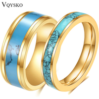 VQYSKO Turquoise Band Tungsten Ring Mens Womens Wedding Band The Caribbean Ring Turquoise Ring for Men Anniversary Ring