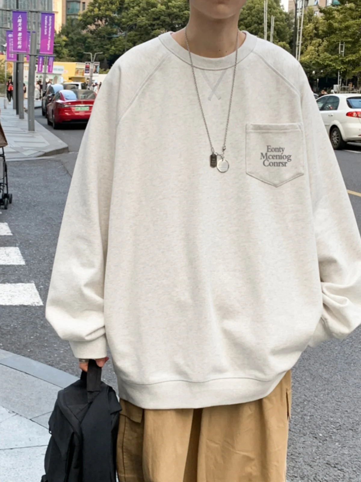 

Свитшот с круглым вырезом, свободный крой, с длинным рукавом, повседневный, осенний, модный, удобный базовый топ