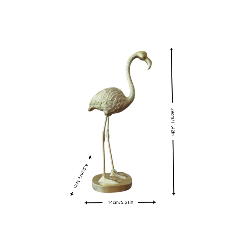 Gold Flamingo Figurine Statue Resin Animal Sculpture Artwork Home Decor