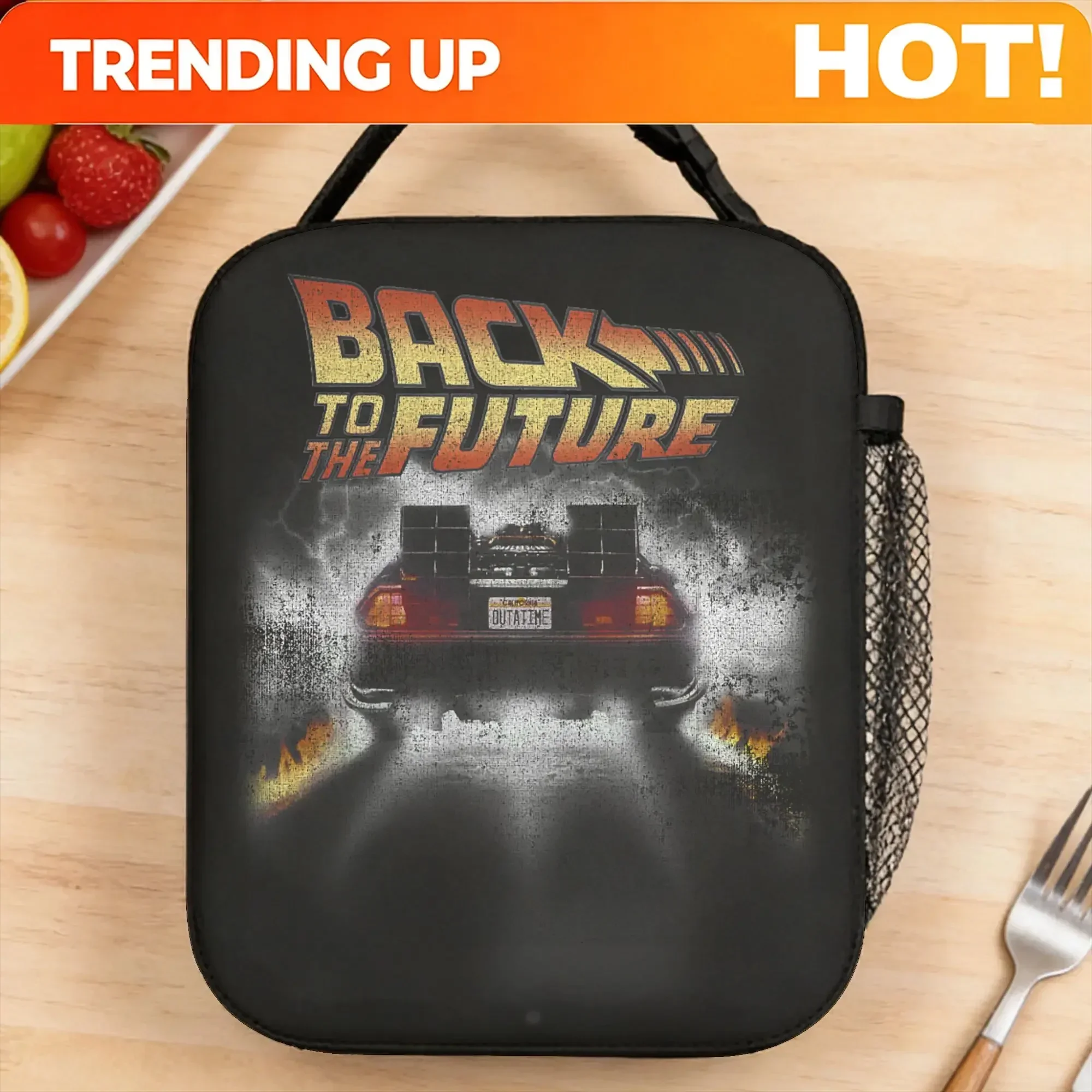 Custom Bag Custom Back To The Future Vintage Delorean Peel Out Graphic Lunch Bag For Women Lunch Box Fun Office Cooler Bag Therm
