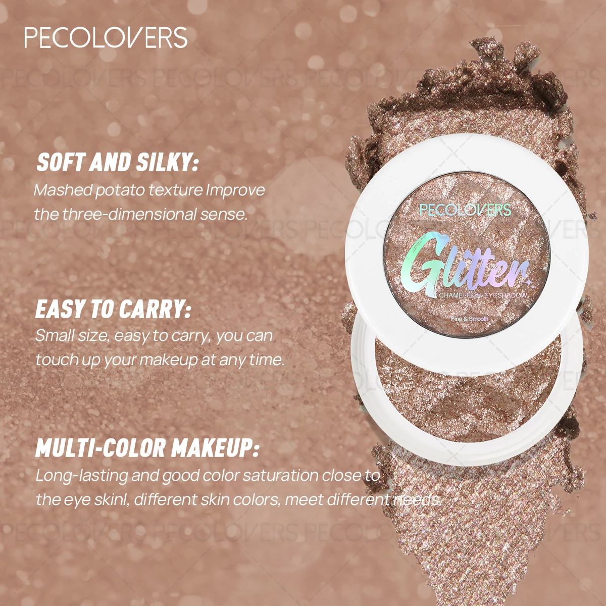 1PC Pearlescent &Shine Eyeshadow, Fine Powder, Potato Texture, Waterproof, Christmas/Halloween Gift