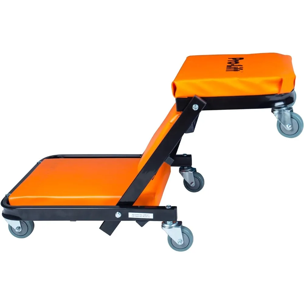 Foldable Z Creeper - 2-in-1 Rolling Folding Car Creeper & Seat - 40" Adjustable Roller Garage Chair Lay Down or Sit