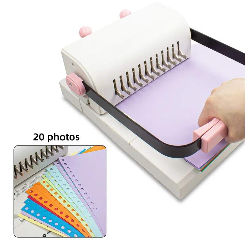 Portable Manual Comb Book Binder 12 Holes Punching Machine for Notebook Album Report Paper Document Binding Home Office Use