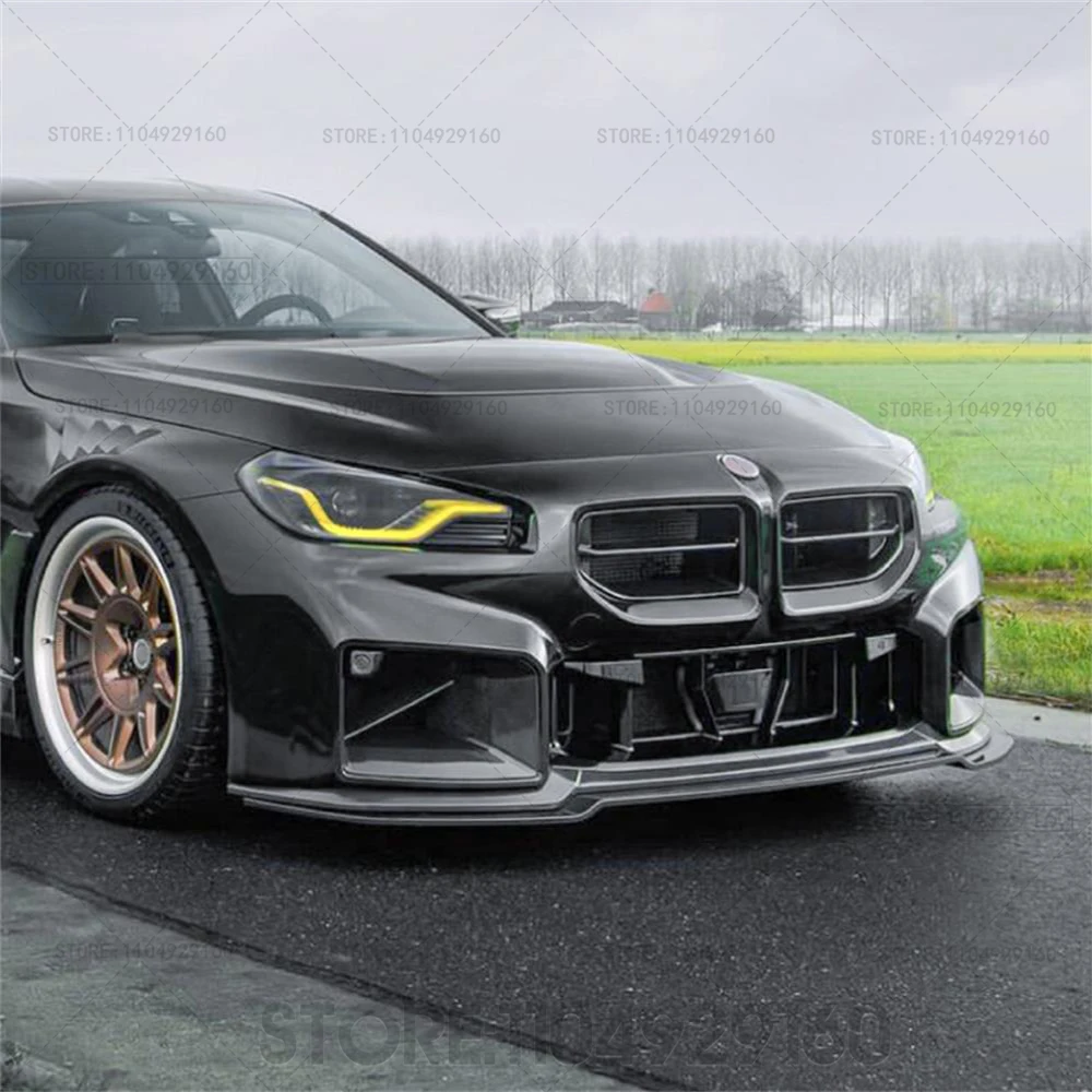 سيارة الجبهة حافة مصد السيارة لسيارات BMW 2 Series M2 G87 2023 + الجبهة الشفاه المفسد الفاصل الناشر طقم الجسم حامي اكسسوارات الديكور